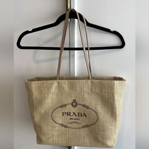 Prada Raffia Straw Tote Bag